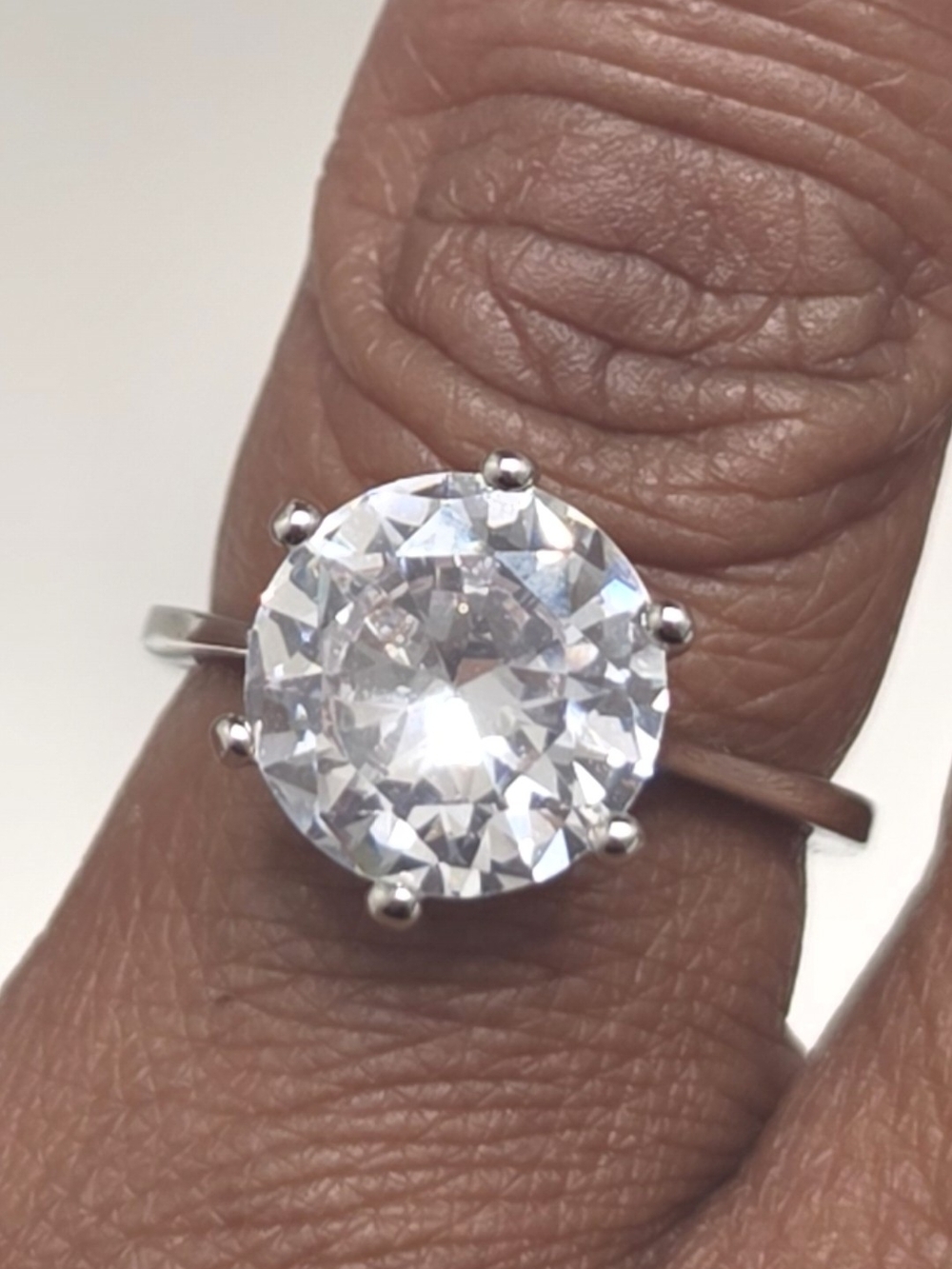 Classic Solitaire Round Clear Stone Ring - Silver